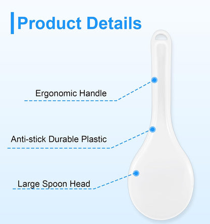 2Pcs Rice Paddle Spoon, 7.87 Inch Non-Stick Plastic Rice Cooker Spatula