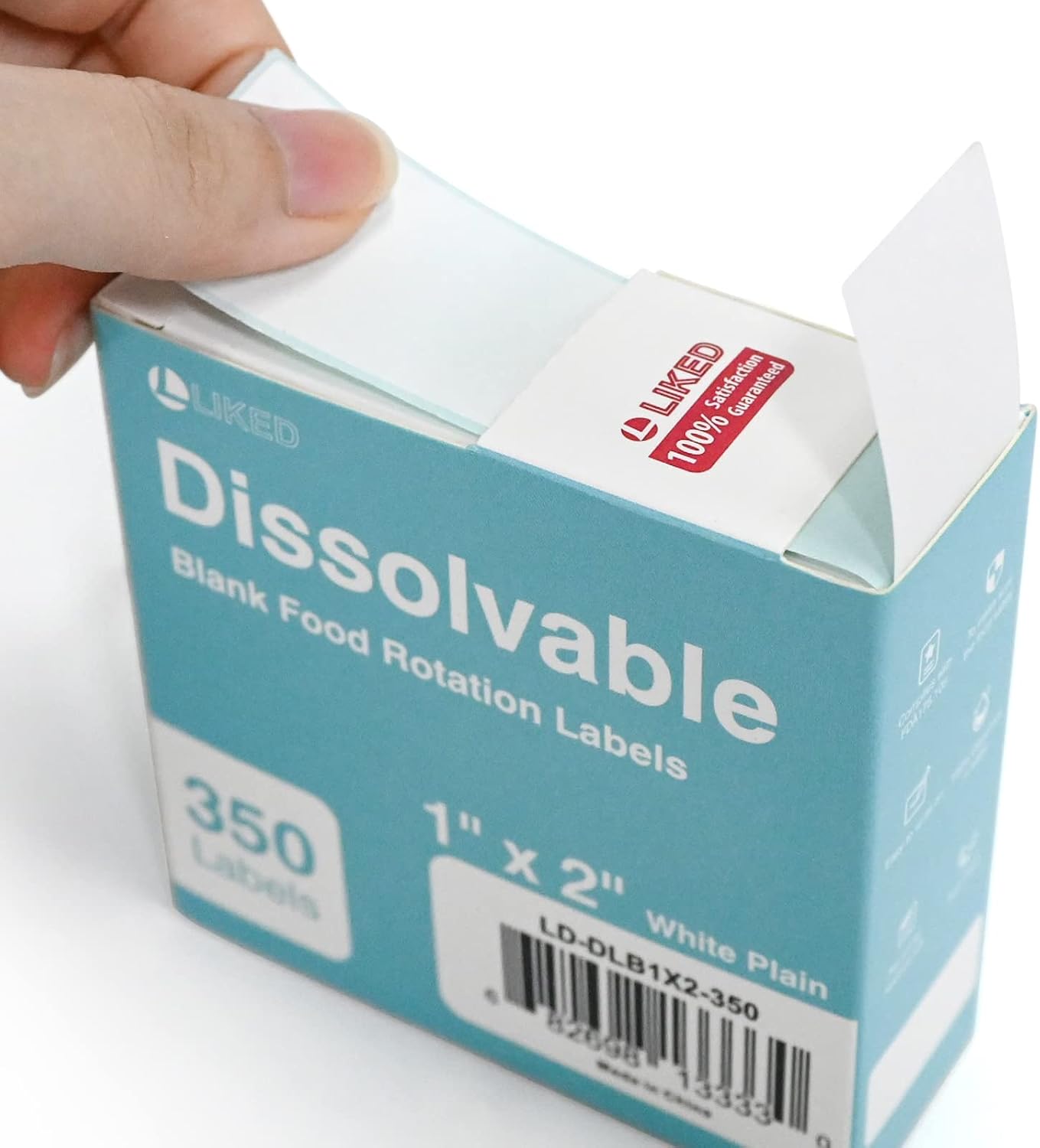 L LIKED 350 Stickers Dissolvable Food Labels 1x2 inch for Containers 350 Labels Per Roll