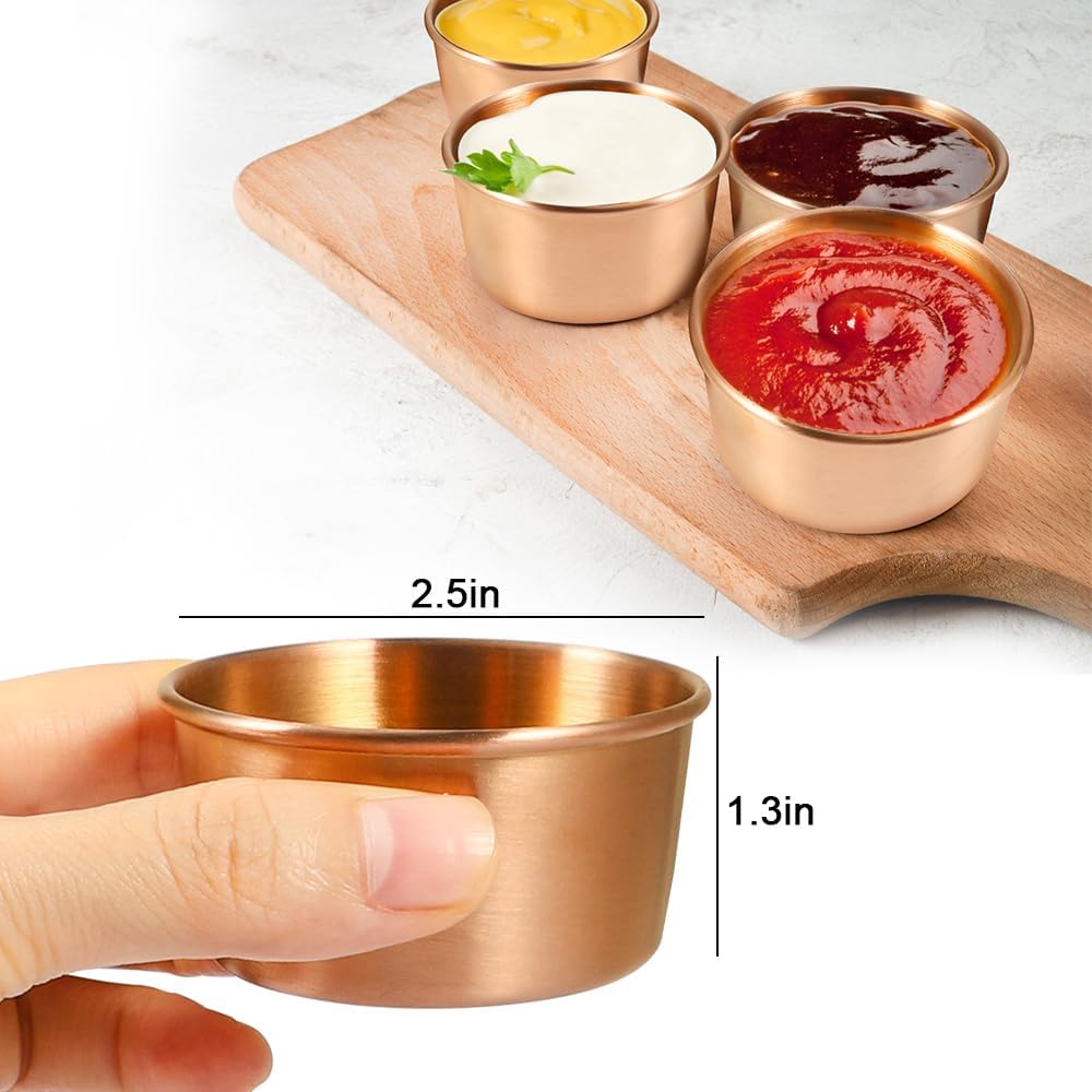 Ramekin Sauce Dipping Bowl Mini Sauce Cups Pudding Condiment Cups for Home Party Stainless Steel (Sliver 12 Pack 50ml)