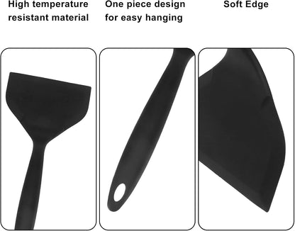 BokWin 2 Pack Wide Silica Gel Pancakes Spatula Turner, Red