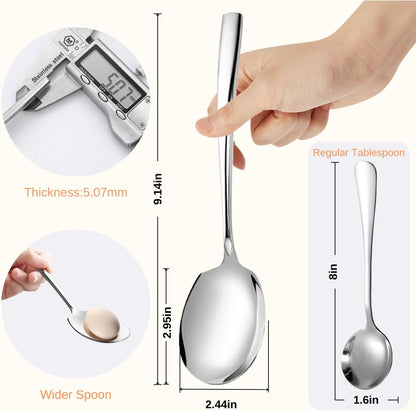 Serving Spoons Set 9.14 Inch Slotted Spoon Serving Spoon Stainless Steel Serving Utensils for Buffet Parties Catering Dishwasher Safe(Set of 4, Silver)