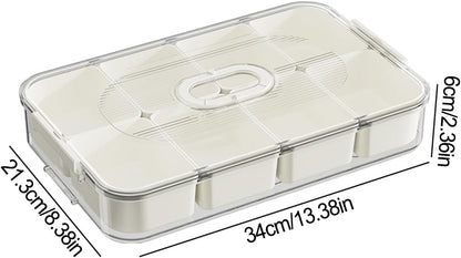 Snackle Box Container, Food Tray Divided with Lid, Portable Snack Platters - Clear Organizer, Veggie Tray for Party, Veggies, Snack, Fruit, Nuts (milk white)