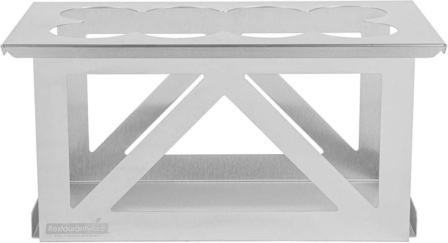 Restaurantware Stainless Steel Bottle Organizer - 1 Count - 6.299 x 7.087 x 0.394 Inches - Dishwasher-Friendly Condiment Holder - Kitchen Bottle Rack - Space-Saving Design - Silver