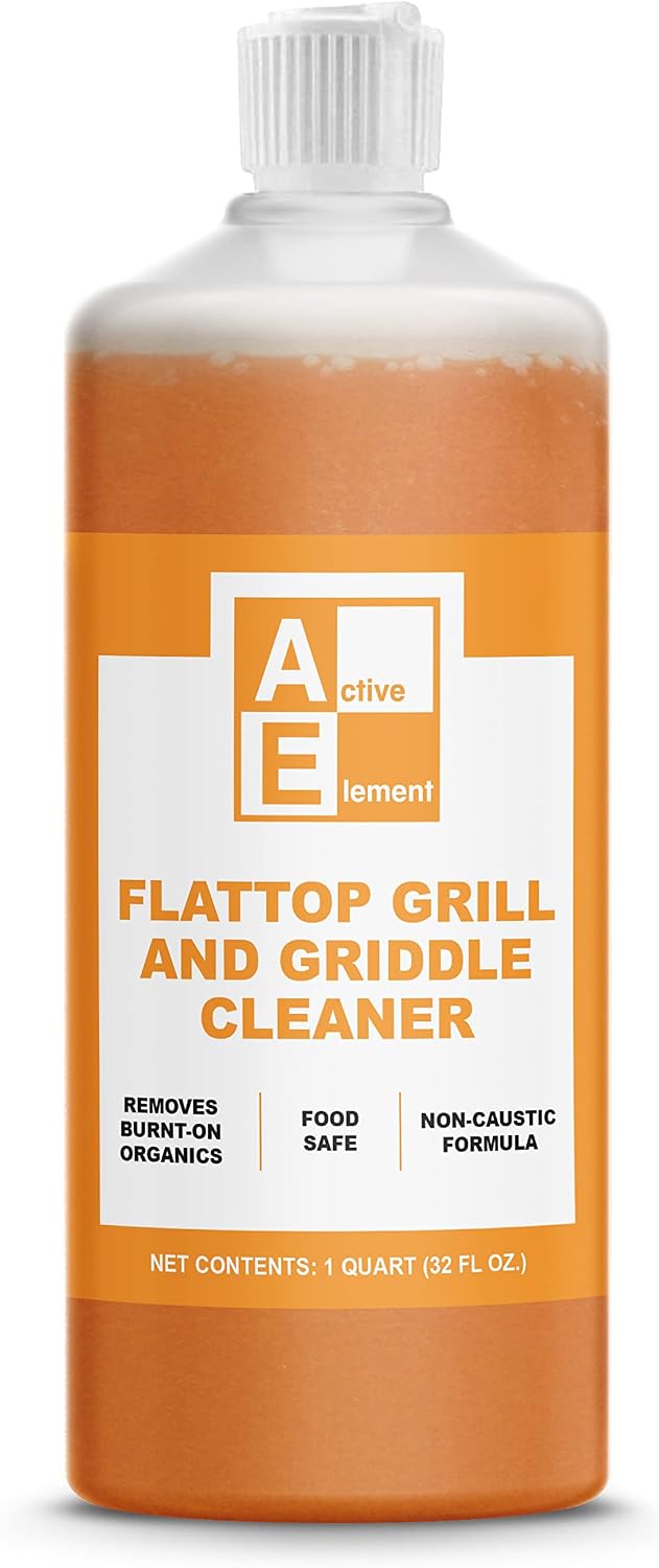 Flat Top Grill Cleaner – 32 fl oz | Griddle Cleaner, Removes Burnt-On Residue, Food Safe, Non-Caustic Formula, For Blackstone Grills
