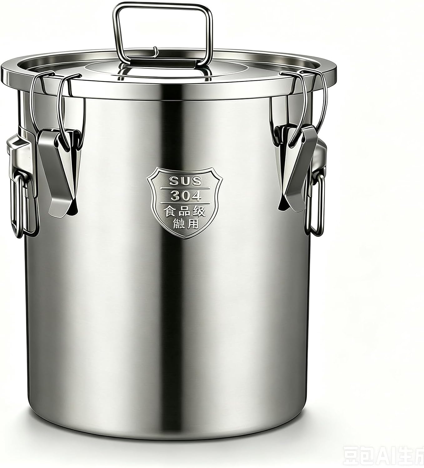 3.2Gal 304 Stainless Steel Kitchen Airtight Canister, 405oz Flour Container with Lid and Locking Clamp,10-21Lbs Metal Bucket Food Storage Container for Rice Flour Grain Coffee Bean(12L)