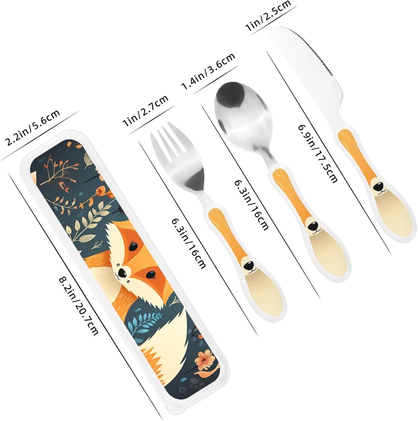 3-Piece Kids Silverware Set With Storage Case, Stainless Steel Reusable Children Safe Knife Spoon Fork Set Blue Active Girl Running Sunset Children Flatware Set For Kids Lunch Box - Colors B