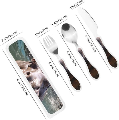 3-Piece Kids Silverware Set With Storage Case, Stainless Steel Reusable Children Safe Knife Spoon Fork Set Ballroom Dance Children Flatware Set For Kids Lunch Box