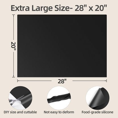 Silicone Mat with Edge Protection, 28" x 20" Large Kitchen Counter Protector Mat, Heat Resistant Desk Saver Pad for Craft Baking, Cut to Fit Placemat Non-Slip Easy to Clean Table Coffee Mat (White)