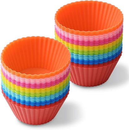 Newk Reusable Silicone Baking Cups, 48 Packs Nonstick Food Grade Silicone Cupcake Liners, Muffins Cup Molds - 8 Colors