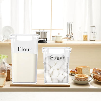 Set of 2 Large Food Storage Jars 4L - Airtight Containers with Lids, White with Free Spoon - Kitchen Canisters for Sugar,Flour,Coffee,Pantry Organization-S