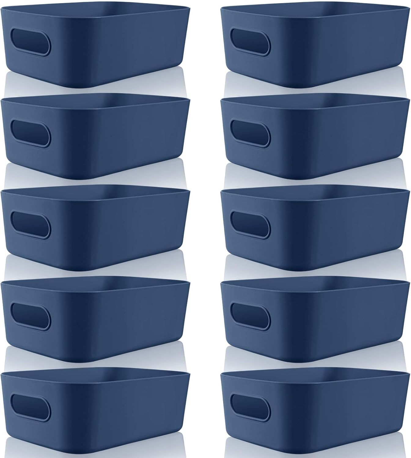 Zopeal Plastic Storage Bins 10 Pcs White Pantry Organizer Bins Small Baskets Storage Containers for Home Kitchen (10 x 7 x 6 Inch)