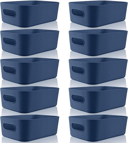 Zopeal Plastic Storage Bins 10 Pcs White Pantry Organizer Bins Small Baskets Storage Containers for Home Kitchen (10 x 7 x 6 Inch)