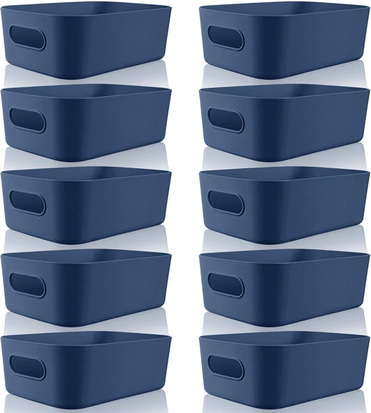 Zopeal Plastic Storage Bins 10 Pcs White Pantry Organizer Bins Small Baskets Storage Containers for Home Kitchen (10 x 7 x 6 Inch)