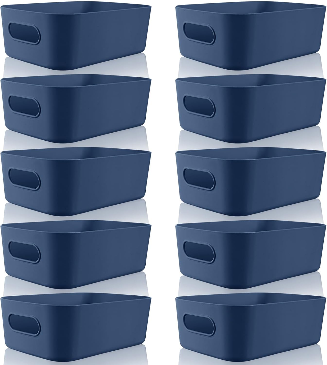 Zopeal Plastic Storage Bins 10 Pcs White Pantry Organizer Bins Small Baskets Storage Containers for Home Kitchen (10 x 7 x 6 Inch)