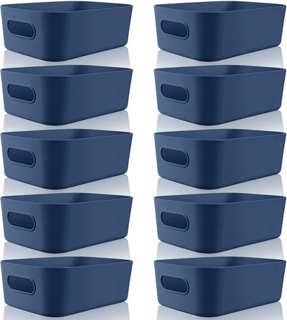 Zopeal Plastic Storage Bins 10 Pcs White Pantry Organizer Bins Small Baskets Storage Containers for Home Kitchen (10 x 7 x 6 Inch)
