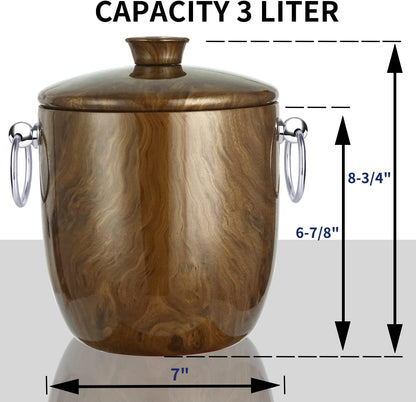 Ice Bucket with Lid, Scoop, Tongs and Strainer - Well Made Insulated Stainless Steel Keep Ice Frozen Longer - Ideal for Cocktail Bar, Parties, Chilling Wine, Champagne - 3 Liter (Stainless Steel)