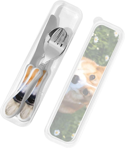 3-Piece Kids Silverware Set With Storage Case, Stainless Steel Reusable Children Safe Knife Spoon Fork Set Classic Cocktail Children Flatware Set For Kids Lunch Box