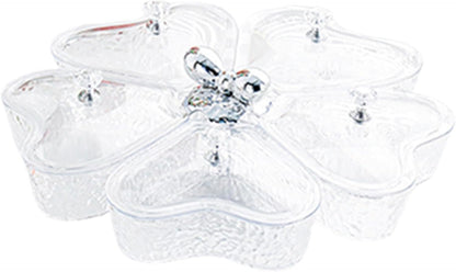 Dried Fruits Tray Candy Snack Plates Platter Appetizer Tray Divided Serving Tray for Cupcake Dried Fruits Family Holiday Home, Clear Grey Bowknot