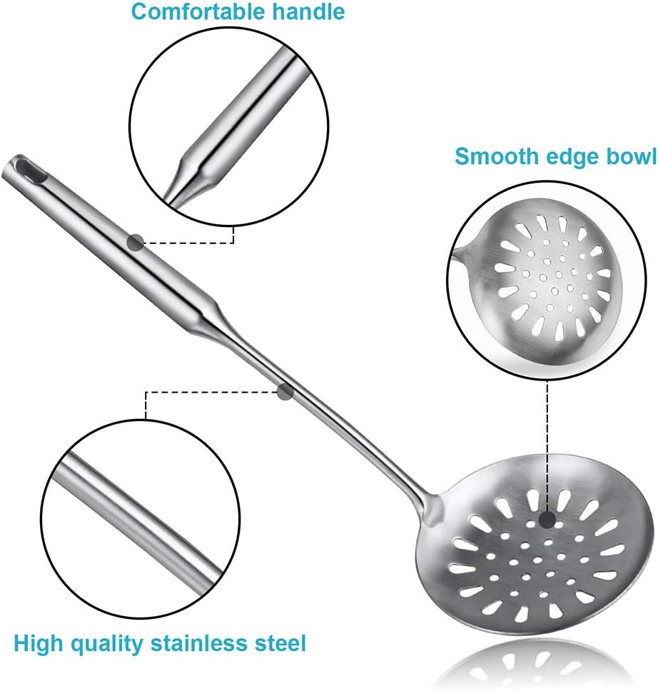 Spider Strainer Skimmer, Swify Stainless Steel Asian Strainer Ladle Frying Spoon with Handle for Kitchen Deep Fryer, Pasta, Spaghetti, Noodle, 5.5 Inch