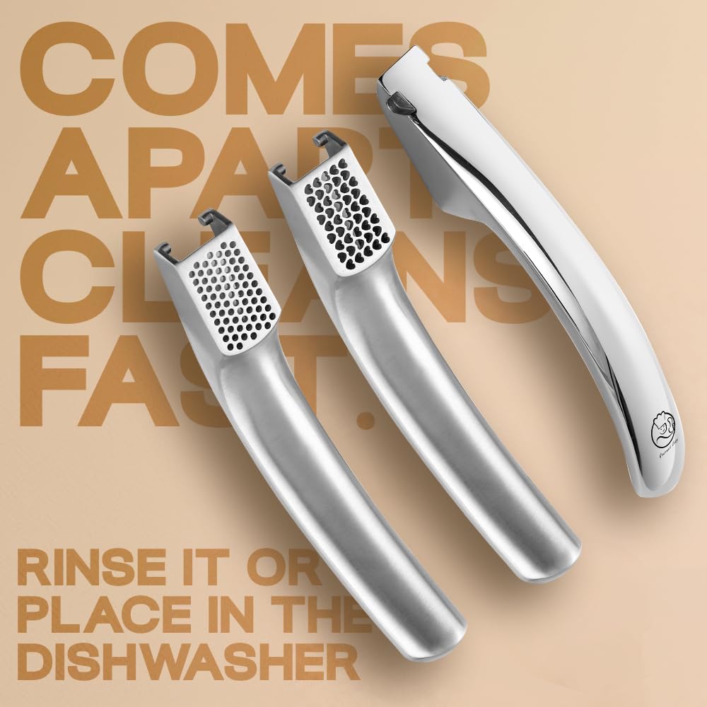 Gourmet Easy Garlic Press Lifetime Replacement, No Need to Peel, Fine Mince