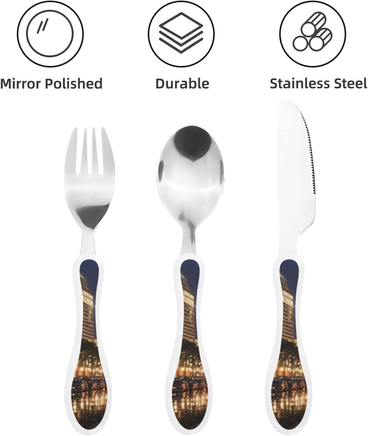 3-Piece Kids Silverware Set With Storage Case, Stainless Steel Reusable Children Safe Knife Spoon Fork Set Easter Bunny Eggs Spring Flower Rabbit Children Flatware Set For Kids Lunch Box