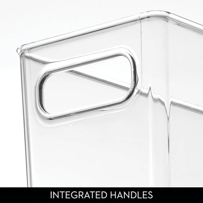 iDesign Tall Plastic Storage Bin with Handles, Set of 4, Clear | For Fridge or Freezer, Made in USA