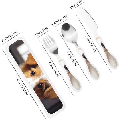 3-Piece Kids Silverware Set With Storage Case, Stainless Steel Reusable Children Safe Knife Spoon Fork Set Parrots On Branches Children Flatware Set For Kids Lunch Box