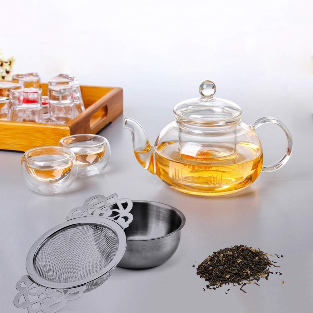 4 Set Tea Strainers with Drip Bowls Loose Leaf Tea Strainers