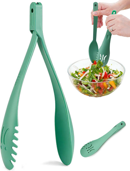 3-in-1 Multi-Functional Kitchen Tongs | Food Serving Spoon & Rice Spoon | Detachable & Easy to Clean | Non-slip Design for Home & Kitchen Daily Use (White)