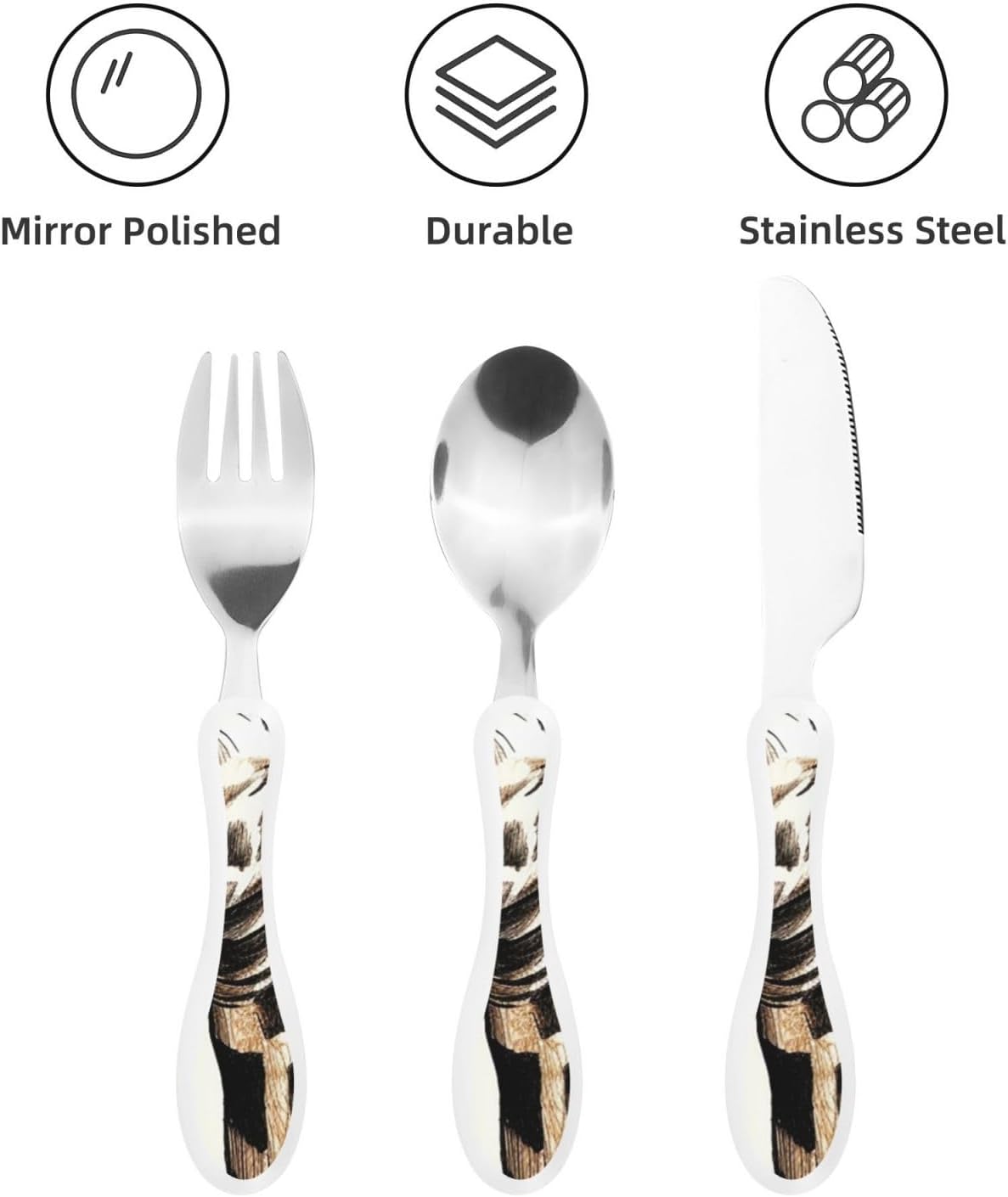 3-Piece Kids Silverware Set With Storage Case, Stainless Steel Reusable Children Safe Knife Spoon Fork Set Blue Active Girl Running Sunset Children Flatware Set For Kids Lunch Box - Colors B