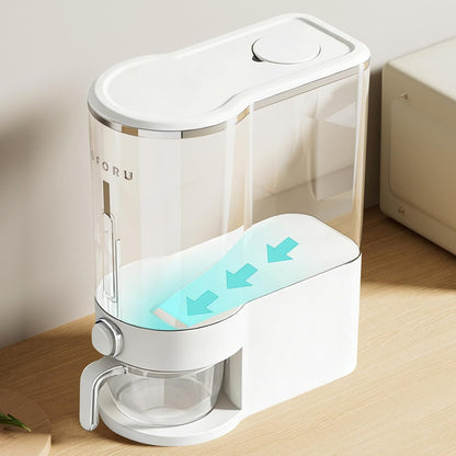 UFORU Rice Dispenser, Rice Storage Container with Measuring Cup for Kitchen Pantry Household, Dry Food Storage Containers Airtight, Sealed Moisture Proof (White 13Lbs)