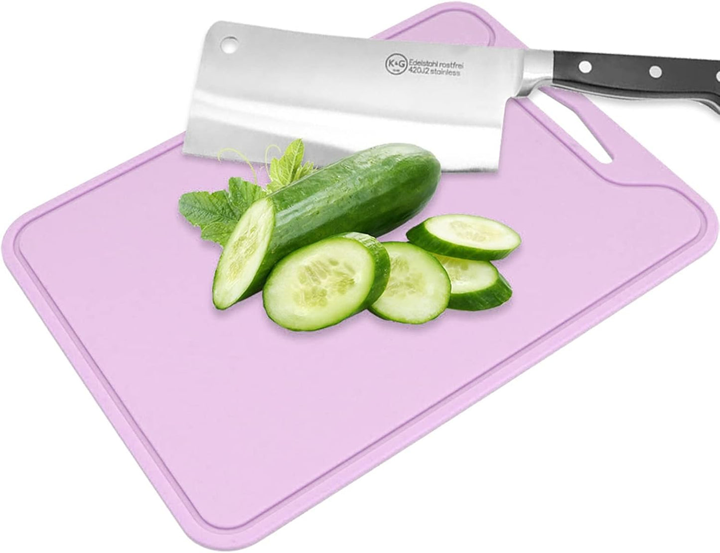 Flexible Kitchen Cutting Mats, Food Grade Silicone, Purple, with Hanging Hole