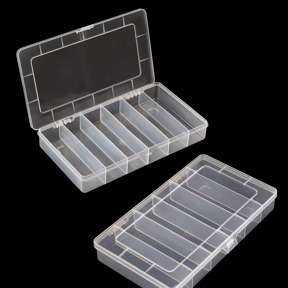 Vidifor 2 Packs 8-Compartments Art Supply Container, Clear Plastic Organizer Box with Dividers for Crafts Jewelry Fishing Tackles Hardware Metal