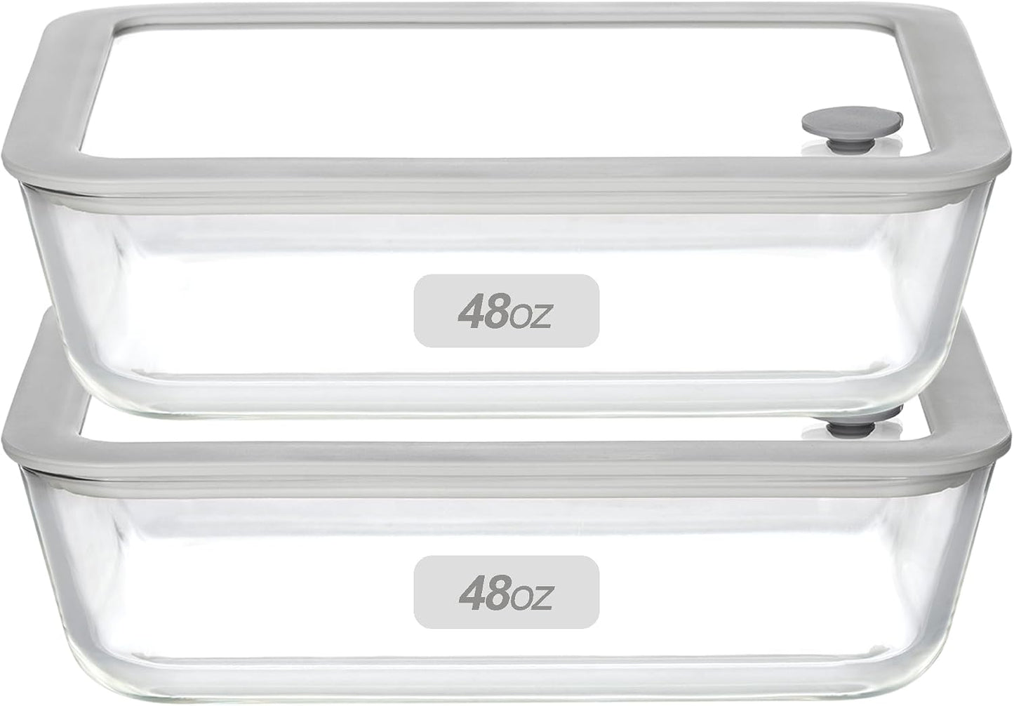 Glass Food Containers with Glass Lid, Microwave Safe Food Storage Container Set, 4 Pack of 35oz, Large Size Airtight Storage Set with Leak Proof Lids, Meal Prep Containers