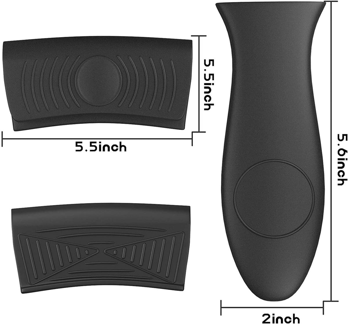 4 Pack Silicone Hot Skillet Handle Holder and Pot Holders Cover Sleeve, Heat Resistant Cast Iron Potholder Protectors Grip, Anti-Spill Non-Slip Cookware Handles for Pans,Oven (Black)
