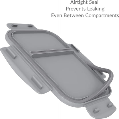 Bentgo® Glass Snack - Leak-Proof Bento-Style Snack Container with Airtight Lid and Divided 2-Compartment Design - 1.75 Cup Capacity for Meal Prepping, and Portion-Controlled Snacking (Gray)