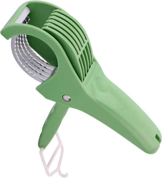 Multifunctional Banana Slicer, Stainless Steel Vegetable Cutter with ABS Handle for Even Slicing of Bananas Fruits Vegetables Sausages and More Ideal for Fruit Salads & Food Prep (Green)