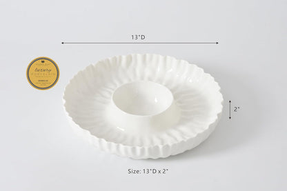 Pampa Bay Mascali Bianca Chip & Dip, 13"" D x 2"" tall, Small, White