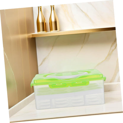 MAGICLULU 2 Layer Deviled Egg Carrier Deviled Egg Holder with Lid And Handle 24 Slots Portable Reusable for Refrigerator (green)