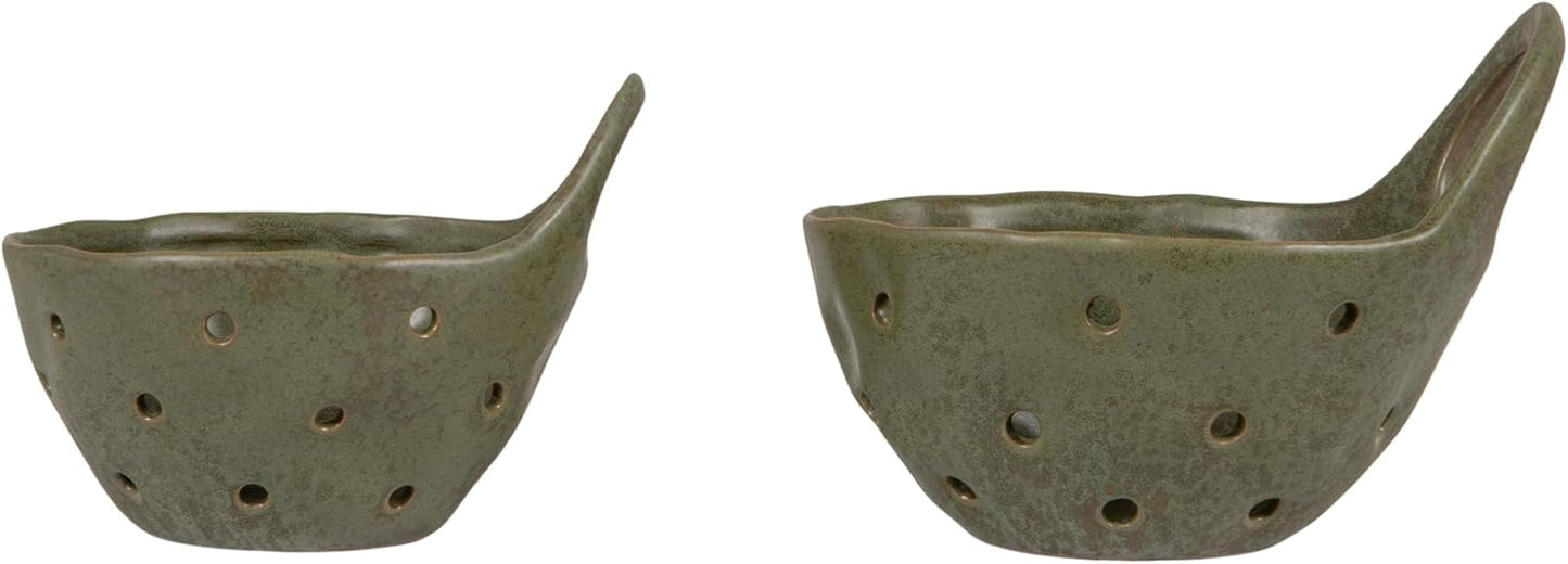 Creative Co-Op Stoneware Colanders with Handles, Set of 2