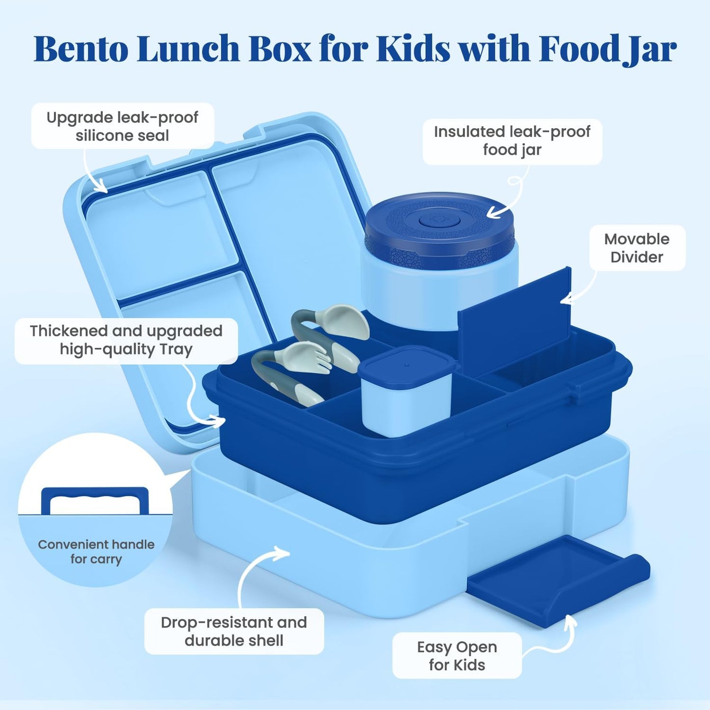 HWONMTE Bento Lunch Box Set for Kids with 9.5oz Soup Thermo Leak-Proof Lunch Food Container with Insulated Lunch Bag Hot Food Jar for Kid Toddler Girls Boys Teens to School,Travel (Green)