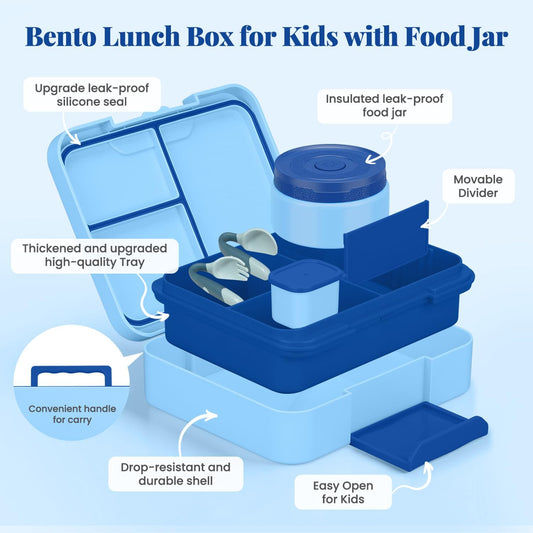 HWONMTE Bento Lunch Box Set for Kids with 9.5oz Soup Thermo Leak-Proof Lunch Food Container with Insulated Lunch Bag Hot Food Jar for Kid Toddler Girls Boys Teens to School,Travel (Green)