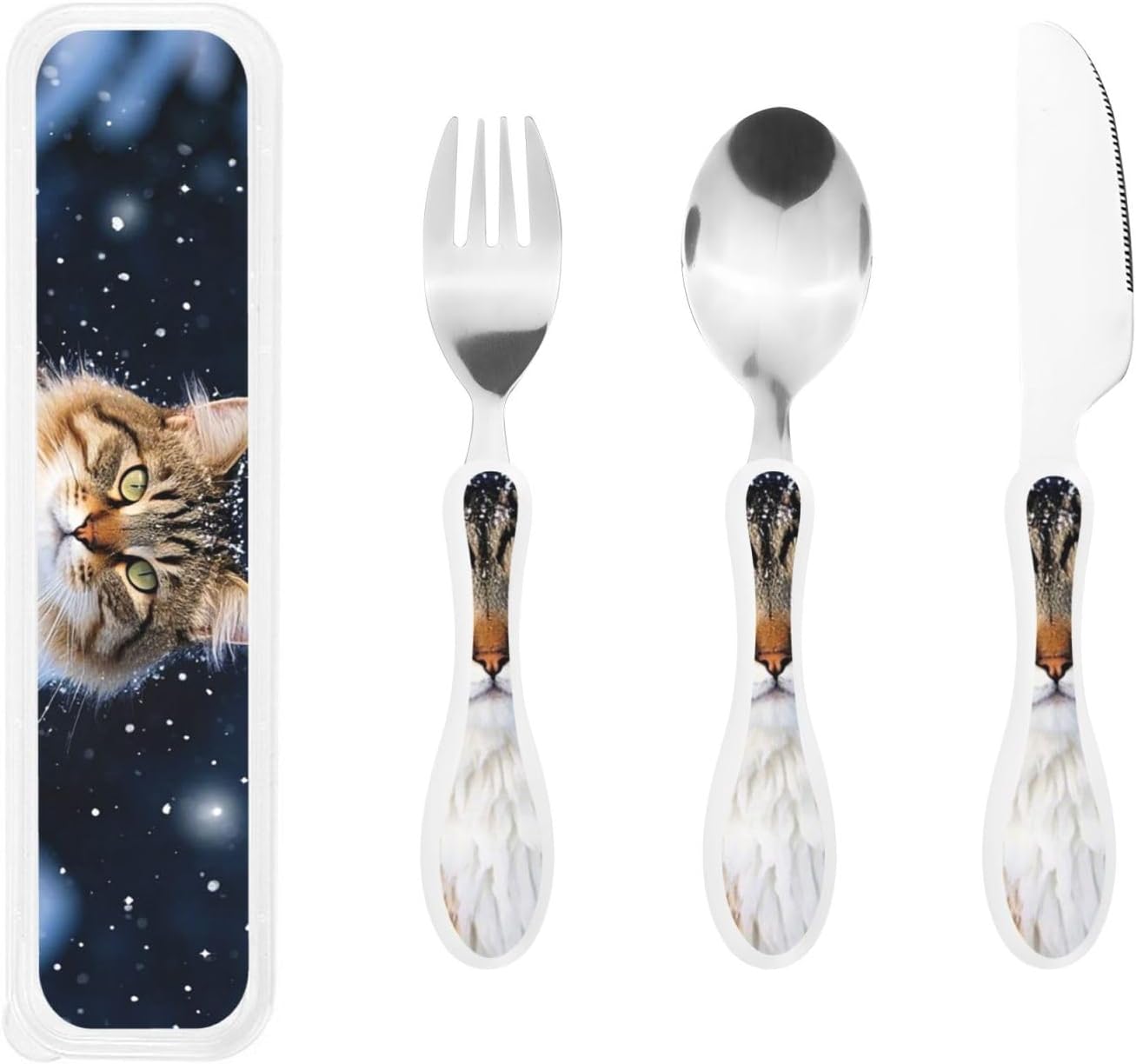 3-Piece Kids Silverware Set With Storage Case, Stainless Steel Reusable Children Safe Knife Spoon Fork Set Classic Cocktail Children Flatware Set For Kids Lunch Box