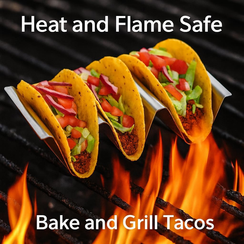 HIC Kitchen Taco Holder Stands, Stainless Steel, Set of 2