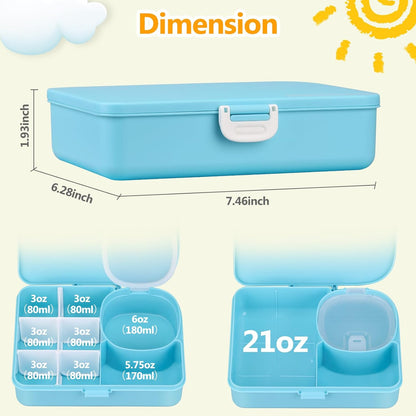 JOOPETALK Kids Snackle Lunch Box with Leak-Proof Snack Container, 8 Compartments with Detachable Dividers, BPA-Free, Dishwasher Safe – Bento Box for School & Travel(Blue)