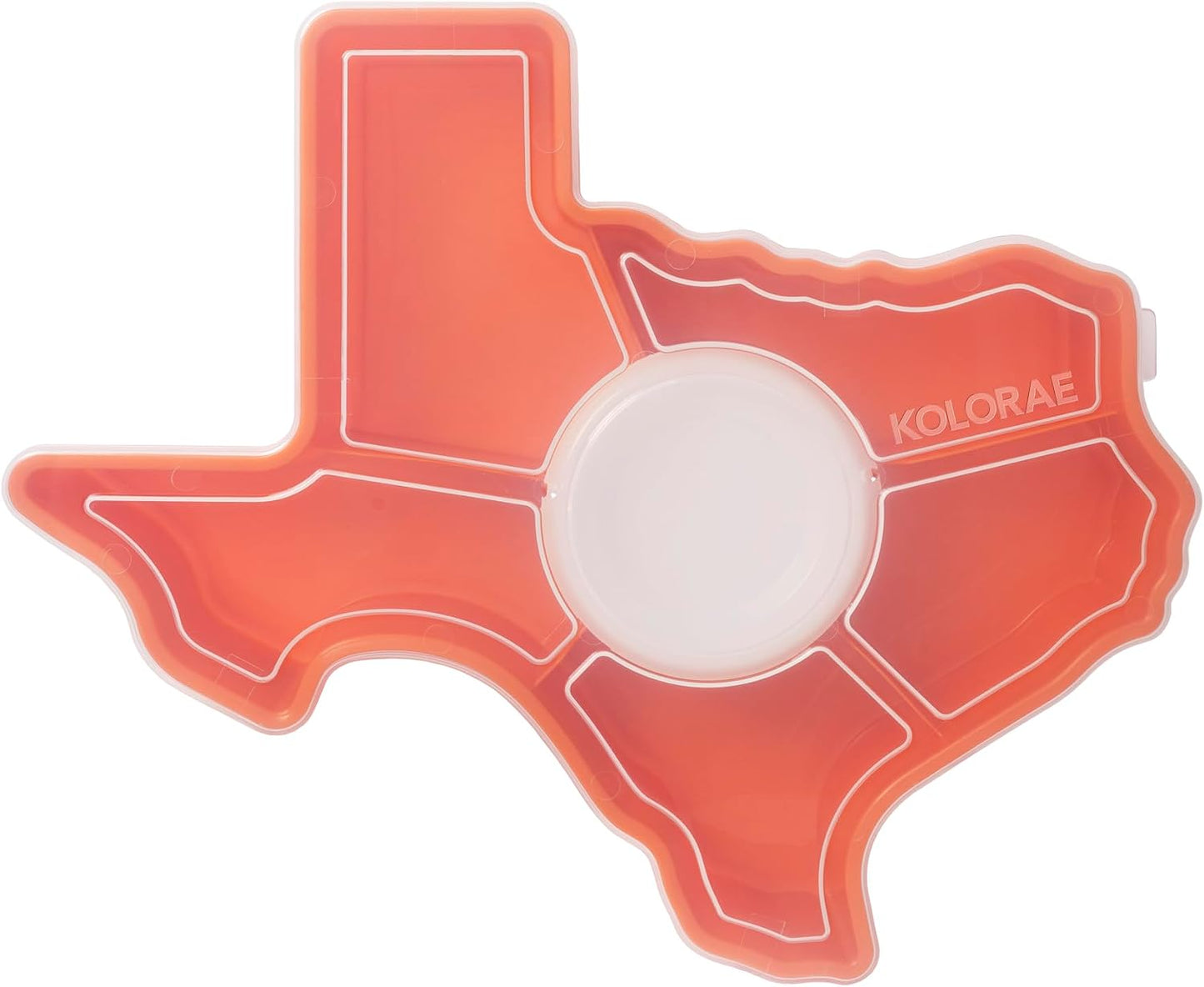 KOLORAE Texas Serving Tray - 6 Compartment Texas Snack Tray w/Dressing Cup. Great for Entertaining. Veggie Tray. Fruit Tray. Snack Tray. Entertaining Platter. Party Serving Platter, Large, White