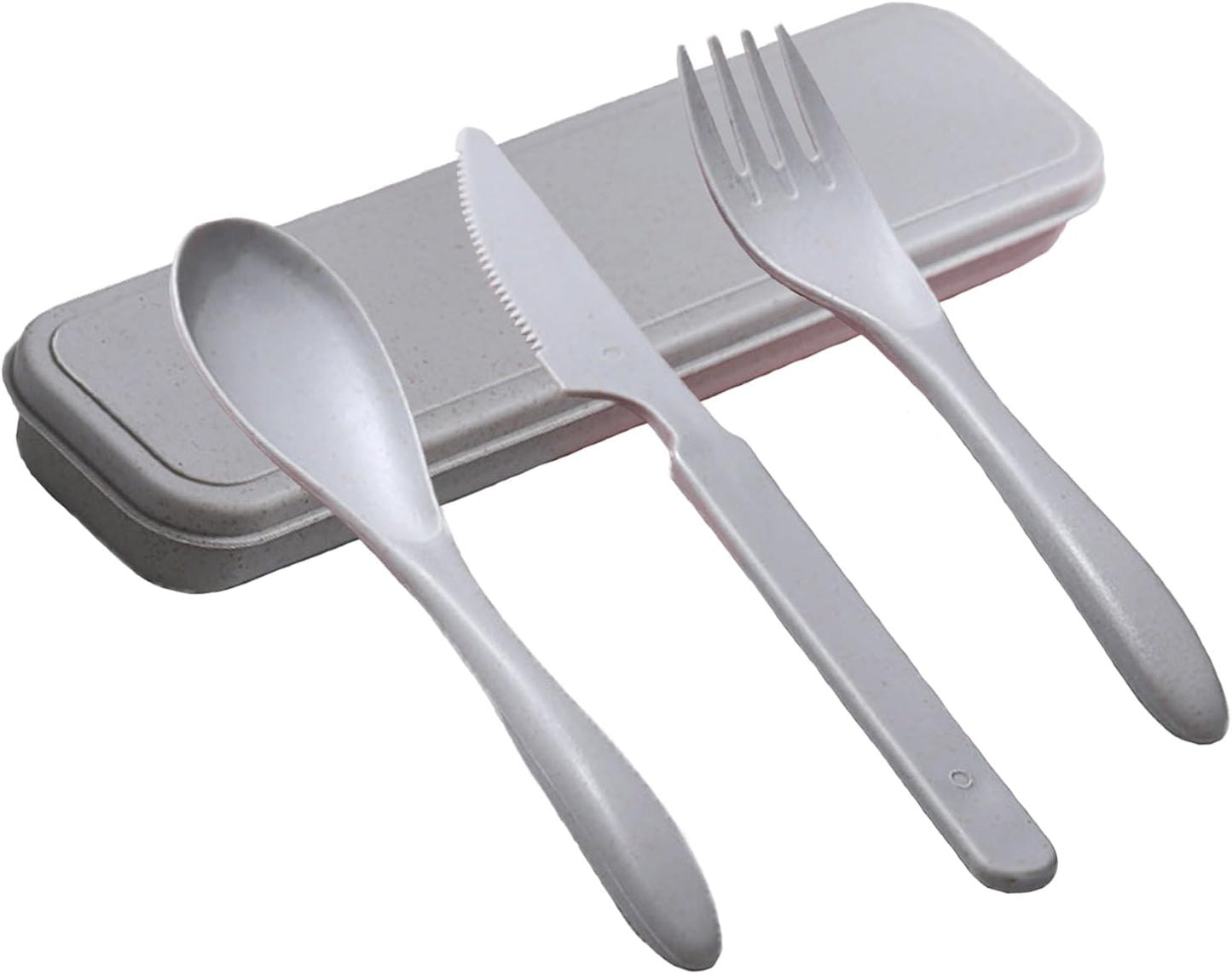Reusable Travel Utensils Set with Case, 4 Sets Wheat Straw Portable Plastic Fork Spoons Knife Cutlery, Camping Eco-Friendly BPA Free Tableware for Kids Adults Work Picnic or Daily Use (Colorful)
