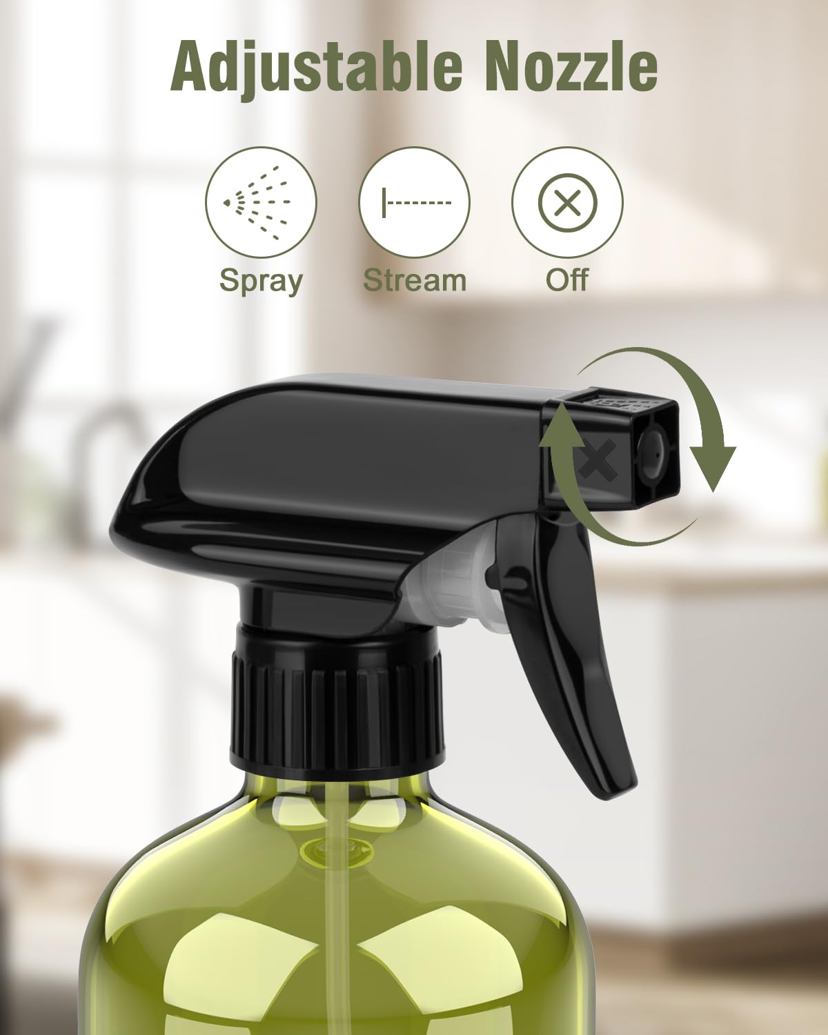 Bontip Glass Spray Bottle 16 oz for Cleaning, Plants (2 Pack, Amber)