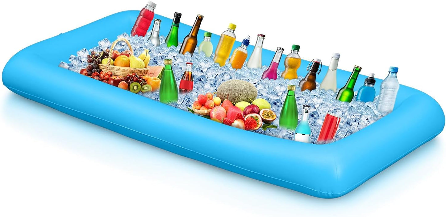 Leitee Inflatable Serving Bar with Drain Plug 52 x 24 x 5'' Inflatable Ice Serving Buffet Bar for Party Food Cooler Buffet Drink(Black,Basic Style)