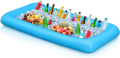 Leitee Inflatable Serving Bar with Drain Plug 52 x 24 x 5'' Inflatable Ice Serving Buffet Bar for Party Food Cooler Buffet Drink(Black,Basic Style)